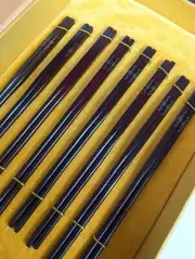 Authentic Chinese Chopsticks Wooden 8 Set in Box Wood NEW Collectors Set