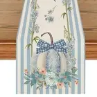 Thanksgiving Day Table Runner 13 x 72 Inch Blue Pumpkin Leaf Branch Runners f...