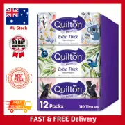 Quilton 3 Ply Extra Thick Facial Tissues (Hypo-allergenic, 110 Sheets Per Box 12