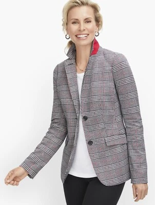 Talbots Aberdeen Knit Blazer - Glen Plaid Jacquard Size 2 NWT
