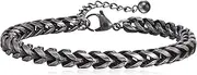 [Gamtic] Mens Stainless Steel Chain Bracelets-Sturdy Retro Grey Franco Link Bracelet for Men, Non Tarnish Adjustable Hand Chains Bracelets Fashion Jewelry Gifts, Adjustable, Stainless Steel, no gemstone
