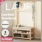 Lauft 3-in-1 Entryway Clothes Rack Stand and Shoe Storage Bench with Coat Hooks