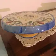 Fitz & Floyd Ricamo Pedestal Cake Plate/ Chip & Dip Platter