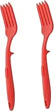 OKUMEYR 2pcs Large Silicone Fork for Salad Pasta Fried Noodles Ergonomic Kitchen Gadget Safe