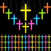 Tondiamo Glow Stick Necklaces Luminous Cross Necklace Glow in the Dark Necklaces Religious Pendant Pocket Crosses in Bulk Plastic Religious Party Favors Supplies for Church Event Christmas