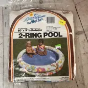 Vintage 1983 Wet Set 3-Ring Kiddie Pool Lion Jungle 50”x9” Vinyl 59420