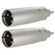 2x 3-Pin XLR Plug to RCA Plug Adapter Pro Audio Connector Converter Microphone
