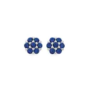 Silver 6mm Blue Glass Cluster Studs