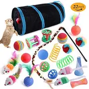 Ball Feather Toy Mice Animal Toy Tunnels Squeak Toy with Retractable Pet Exercise Releasing Pressure Pet Training Teething Rope Toy for Cat Indoor Outdoor Pet