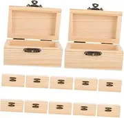 Angoily 12pcs Vintage Wooden Keepsake Box with Hinged Lid and Lock Unfinished Wooden Treasure Chest for DIY Decoration and Travel Memories