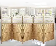 4/5/6 Panel Short Partition Screen,Foldable Privacy Temporary Wall,Rattan Woven,Suitable for Bedroom Home Office(50x30cm-5panel)