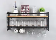 Wine Rack Stemware Glass Rack,Industrial 2-Tier Bar Shelf 36" Wall Mount Shelf