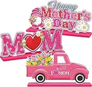 Mother Day Table Decor | 3 Pieces Mothers Days Decorations | Letter Decorative Home Ornaments with Flower for Grandma, Floating Shelf & Fireplace