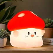 Emmanoth Cordless Mushroom Lamp, Cute Mushroom Night Light, Squishy Silicone Dimmable Nightlight lamp for Kids Room, Rechargeable Touch Table Lamp with Timer for Nursery, Dorm Decor, Boys Girls Gifts
