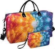 [YXYZRMY] Travel Duffel Bag Abstruct Tie Dye Purple Gym Bag Sports Tote Bag with Multiple Interior Pockets Shoulder Weekender Bag for Women Men with Toiletry Bag 20.5”x 7.9”x 13.8, Multi-Colored, one