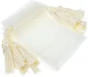 WHAMVOX 10 Pcs Transparent Organza Drawstring Bags with Tassel Decorative Pouches for Jewelry Makeup and Party Favors for Weddings Festivals and Wrapping