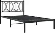 vidaXL Metal Bed Frame with Headboard - Black Steel - King Single Size, 207x112x90 cm - Bedroom Furniture with Extra Storage and Excellent Support