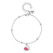 2PCS Fashion Bracelet Heart-shaped Powder White Simple Cute Retro Jewelry