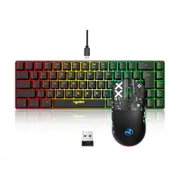 Mini Gaming Keyboard and Mouse Combo Wired K68 RGB Streamer Mini Gaming Keyboard Membrane Keyboard-Black