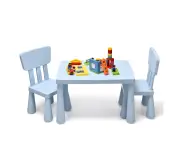 Giantex Kids Table and 2 Chairs Set Children Play Table for Eating Drawing Writing and Craft Kids Furniture Set,Blue