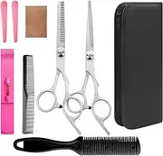 Professional Hairdressing Scissors Set Accessories, 9 Pieces Hair Cutting Scissors, Hairdressing Accessories, Hair Scissors for Family Hairdressing Salon, Haircut for Men and Women
