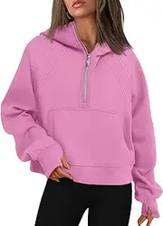 [WYNNQUE] Womens Hoodies Oversized Sweatshirts Half Quarter Zip Pullover Cropped Long Sleeve Fall Outfits Fashion Clothes