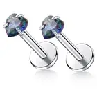 G23 Titanium Lip Rook Labret Studs Helix Tragus Earring Set 16G Threadless CZ...