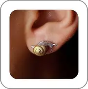 Allereyae Boho Small Snails Earrings Slug Stud Earrings Gold Snails Stud Earrings Snails Silver Stud Earrings Snails Cute Earrings Two Tone Earrings Jewelry for Women, Zinc, No Gemstone