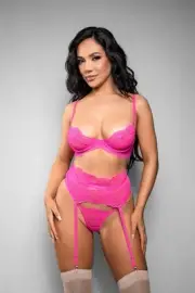 Fantasy Lingerie Temptress Juliette Bra, Garter Belt & Panty Neon Pink - Pick SZ