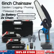 6" Mini Cordless Electric Chainsaw 2X Battery-Powered Wood Cutter For Makita 18V