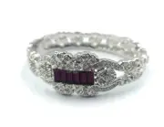Nolan Miller Art Nouveaux Silver Tone Purple Rhinestone Hinged Bangle Bracelet