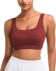 [Vorcy] High Impact Sports Bras for Women Running Bra Workout Bra U Back Sports Bra Scoop Neck Padded, Wine Red, XXL