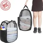 2 Pcs Collapsible Mesh Pop up Laundry Hamper, Space-Saving Foldable Laundry Bask