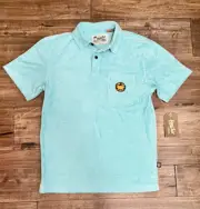 Howler Brothers Shirt Mens XL Plusherman Terry Polo Nile Blue Short Sleeve S