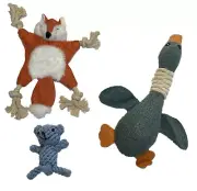 Dog Tug of War Chew Toys Fox Duck Bear for Puppies and Dogs up to 70 lbs