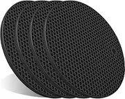 4 Pcs Trivets for Hot Dishes, Kitchen Heat Resistant Pot Holders, Extra Thick Large Non Slip Multipurpose Kitchen Accessories, Silicone Mat, Hot Pads, Jar Opener, Spoon Holder (1. Black)