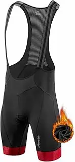 [Przewalski] Men's Cycling Bib Short Thermal 4D Padded Fleece Lined Biking Shorts Breathable Bike Bib Tights