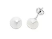 Bevilles Sterling Silver 9mm White Freshwater Pearl Stud Earrings