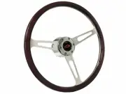 1969-89 Chevrolet Truck 6-Bolt 15" Espresso Wood Steering Wheel Kit, Red Bow Tie (for: Chevrolet)