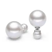 S925 Sterling Silver Double Pearl Earrings Earrings Shell Beads -925 Silver Jewelry Zekai