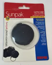 58 mm Lens Cap Sunpak For Canon DSLR SP-LC-58-MW