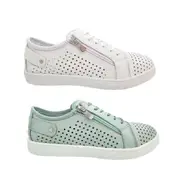 Cabello EG17 Ladies Shoes Casual Lace up Leather Flat Comfort Soft Zip