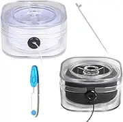 Elastic Cord for Bracelets, 2 Rolls 0.8mm Flat Stretchy Bracelet Strings with Organizing Case, 186 Yards Crystal Elastic Thread Cord for Jewelry Bracelets Making and Beading (Black and White)