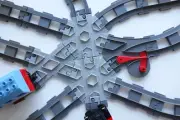 Duplo train three tracks cross crossing, kreuz, kreuzung - 3D Printed GREY
