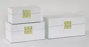 3 x piece wood storage boxes white lacquer