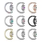 Ear Cartilage,Daith Hoop Tragus Rings Crescent Moon with Crystal Design S. Steel