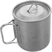 DECORNIJIA Camping Mug with Foldable Handle and Lid 500ml Stainless Steel Collapsible Coffee Cup Portable Drinking Mug for Hiking Picnic Travel Outdoor Activities