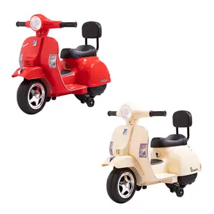 【聰明媽咪兒童超跑】偉士牌 Vespa 迷你版兒童電動機車 (米白/紅色) i-Smart 商城旗艦館