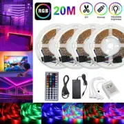 66FT RGB Flexible LED Strip Light 3528 SMD Remote Fairy Lights Room TV Party Bar