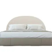 Queen Bedhead - Curved Upholstered Headboard in Neutral Tone Queen Cream